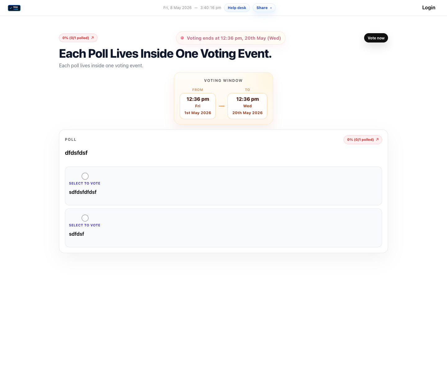 TrooVote public voting page hero